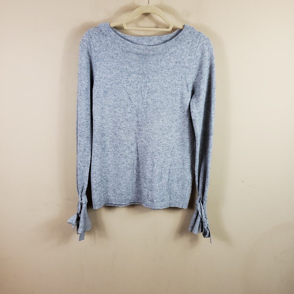Banana Republic Gray Bow Cuff Wool Blend Crewneck Sweater Size M